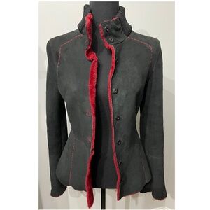 Vintage EXTE Genuine Shearling Jacket Sheepskin Coat Lamb Fur Suede  Size XS/S